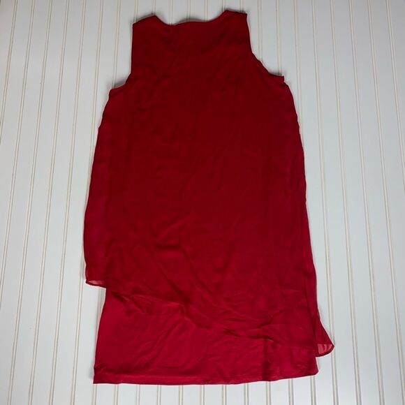 JM Collection Petite Asymmetrical-Overlay Necklace Dress Red Size PL NWT - Picture 8 of 12